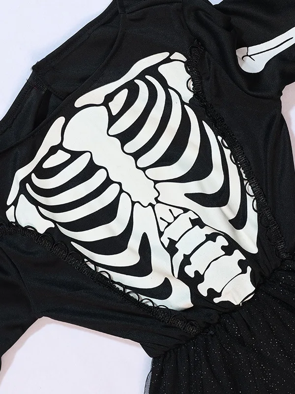 

Halloween Women's Skeleton Dress Night Light Death Skull Design Casual Unique Fashionable Spooky Costume for Halloween