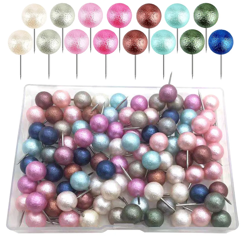 100Pcs Premium Ball-Head Pushpins Easy-Use Map Thumbtacks for Favorite Cities Visited Places to Visit Cork Board Art Projects
