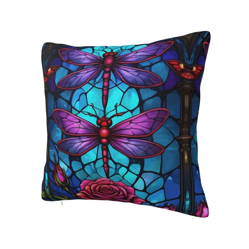 Dragonflies Roses Throw Pillow Case 45*45cm for Sofa Cushion Cover Velvet Polyester Pillowcase Double-sided Printing