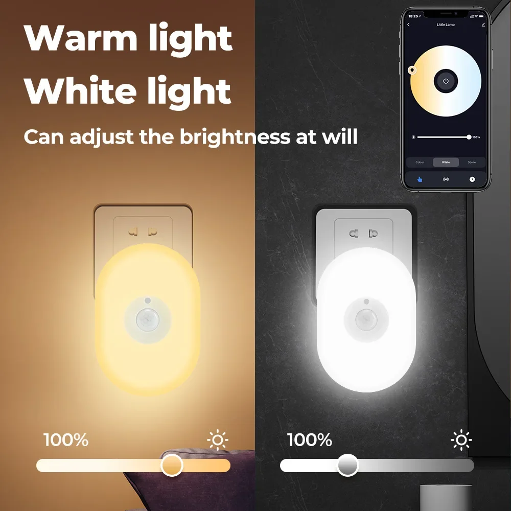 Tuya inteligente led night light wifi sensor infravermelho sem fio lâmpada de parede rgb sala app temporizador voz ao lado das lâmpadas para alexa google casa