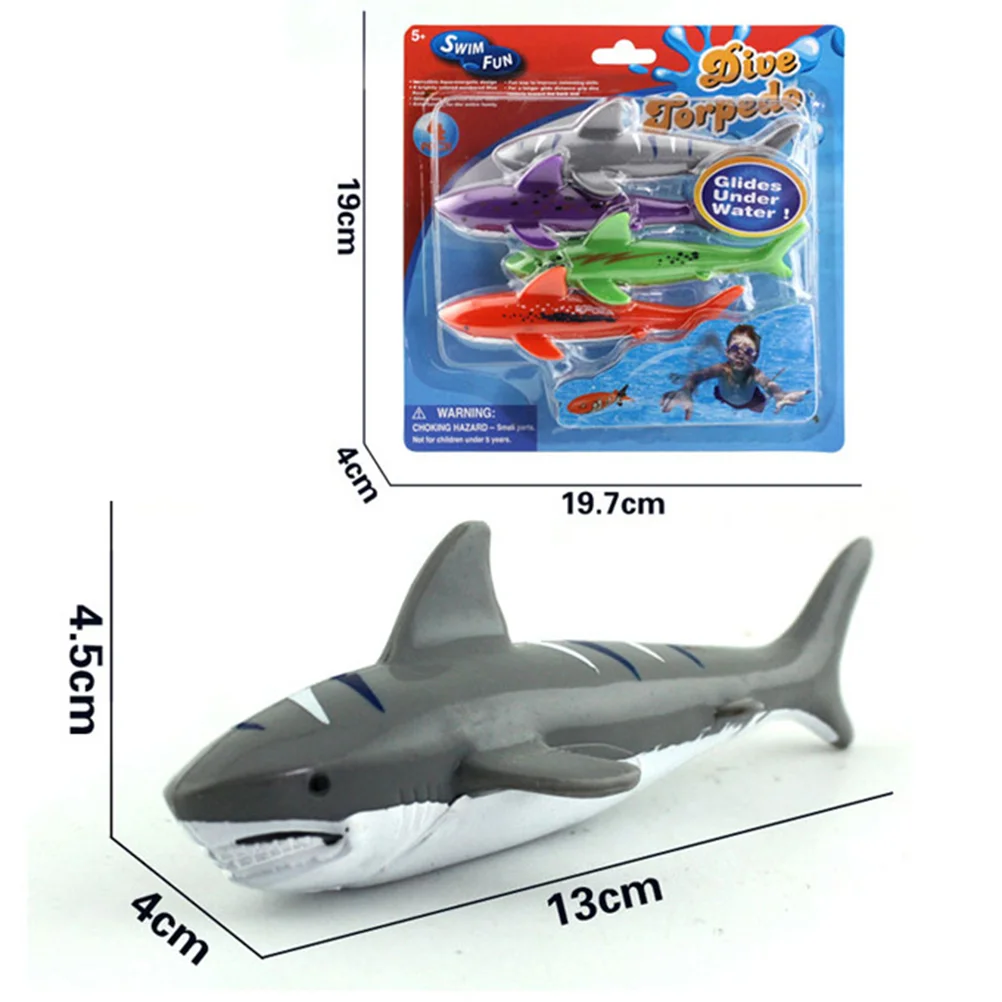 4 Pcs Diving Toys Gliding Shark Throwing Rockets for Swimming Pool Use Dive Duoy Shark Toys Swimming Toys