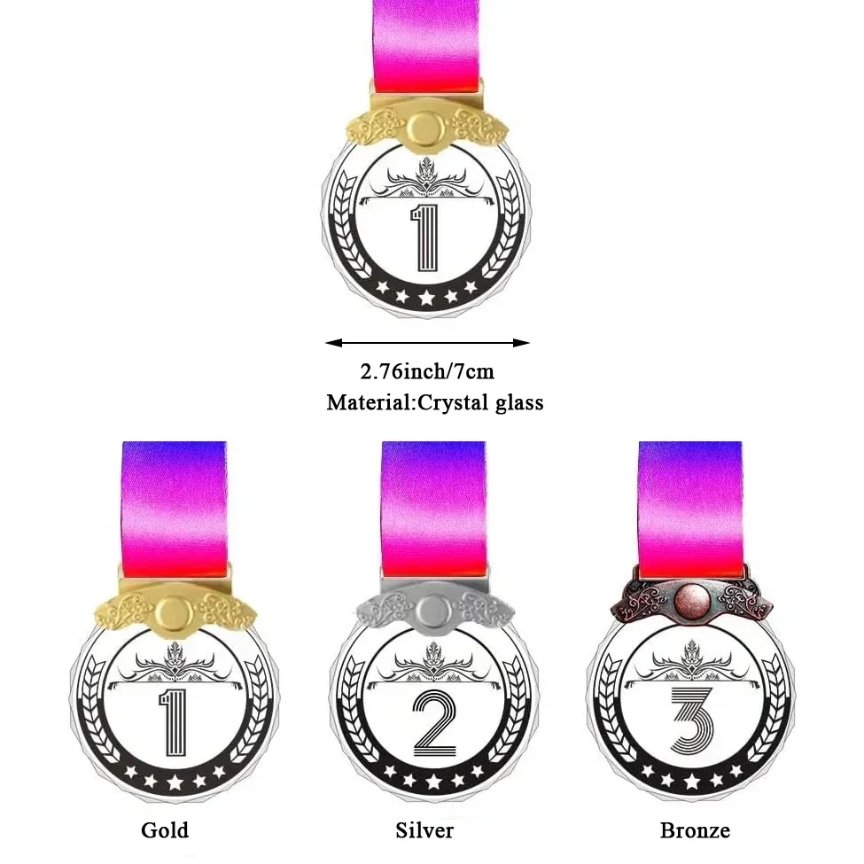 Hight Clear Crystal Glass Medals 1st 2nd 3rd WINNER MVP Blank Award Plaque with Gift Box Packagin 1pcs Free Design and Make Logo