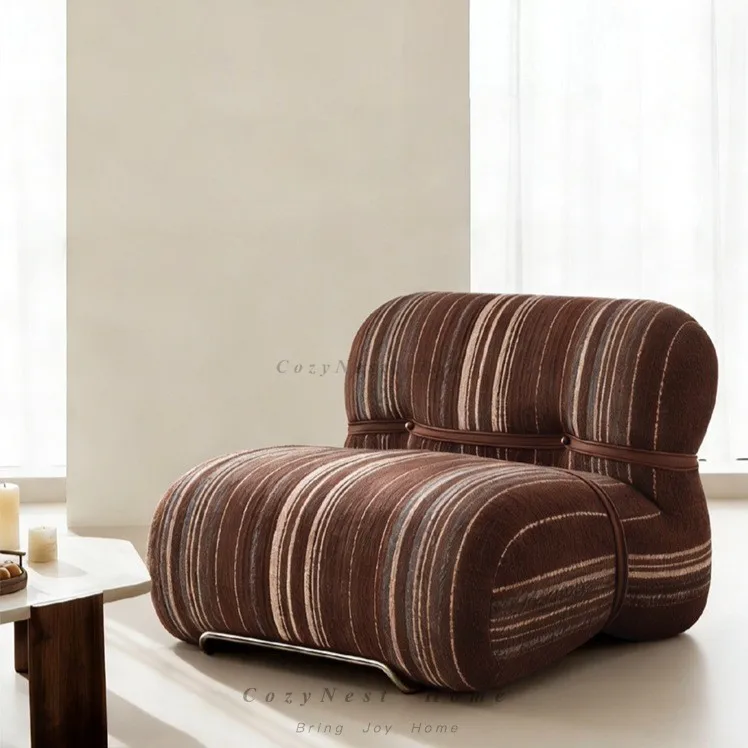 For Knitted Strip Fabric Sofa Chair Living Room Model Room Single Leisure Chair