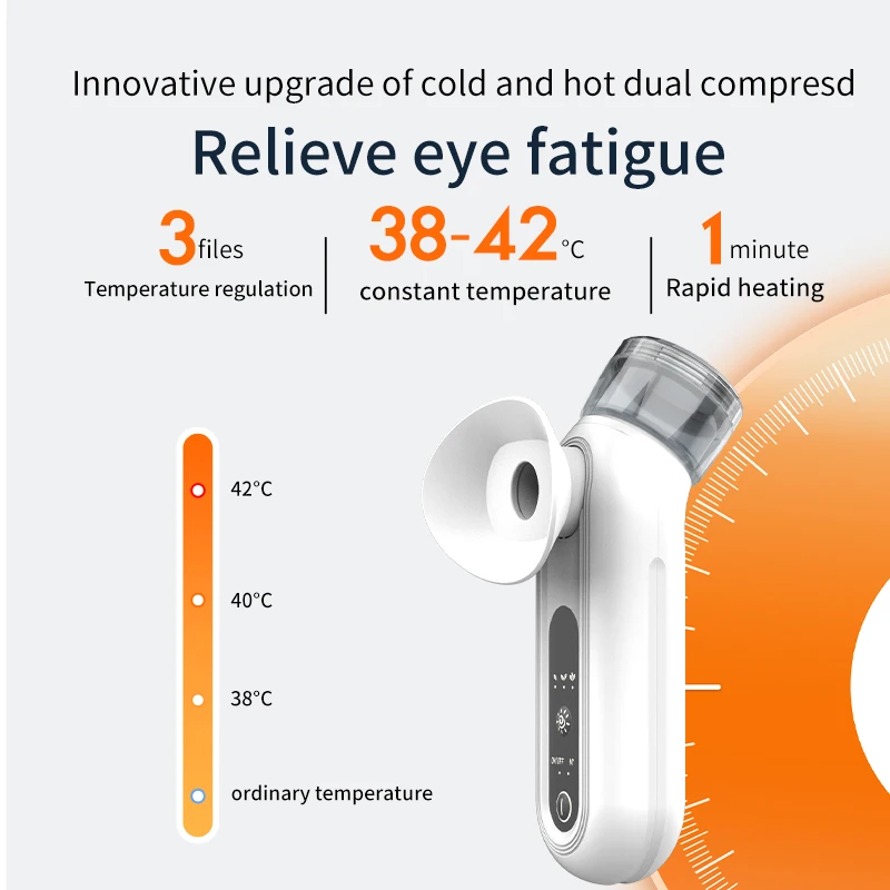 Cold and hot dual application nano-spray eye mist atomizer eye care device, handheld portable mini eye wash device for home use