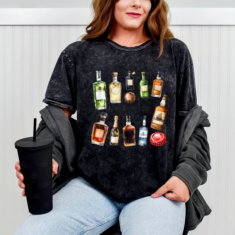 Wijnelementen, mode, zomer 2025, Y2k dames T-shirt, schattig handgeschilderd konijntje, Koreaanse grafische stijl, oversized comfort