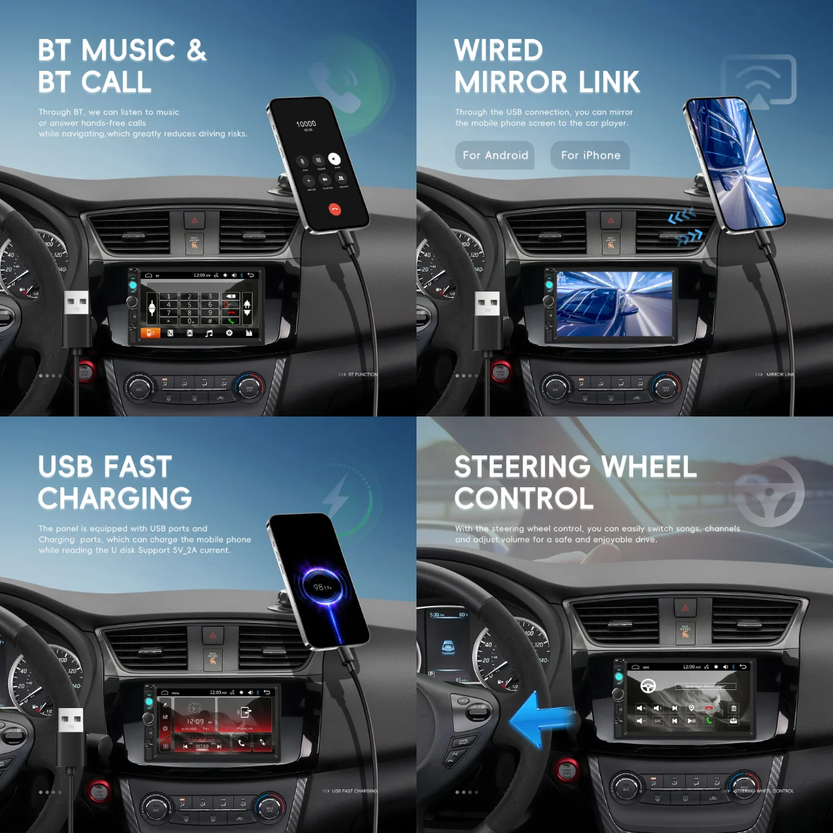 Podofo Car MP5 Player Car Stereo Radio Para Auto 7