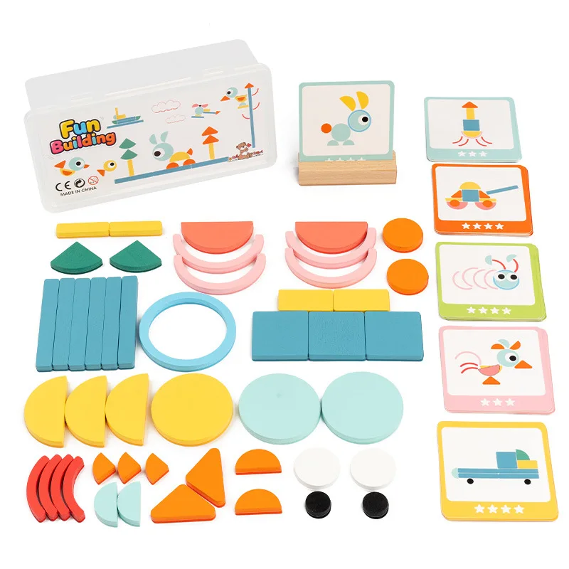 DIY Children's Colorful Wooden Toys Creative Tangram Geometric Jigsaw Puzzle Board Set Educational Toys For Children Kids Gift