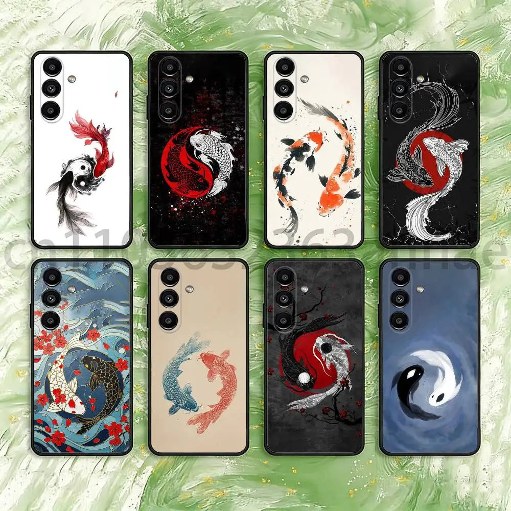 Koi Carp Art Yin Yang  Phone Case For Samsung Galaxy A54,34,24,73,53,52,52S,04S,04E,A72 Cover