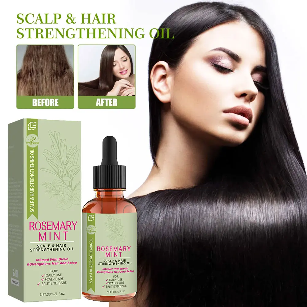 Batana Rosemary Mint Scalp Nutrient Hair Strengthening Oil Biotin Essential Oils Nourishing Treatment Split Ends Dry All Types