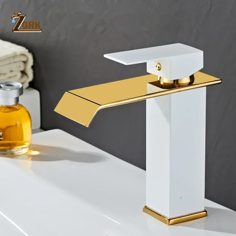 Waterfall Faucet Single Handle Gold Black Basin Faucet Hot and Cold Bathroom Sink Mixer Tap Stainless Steel Torneiras de cozinha