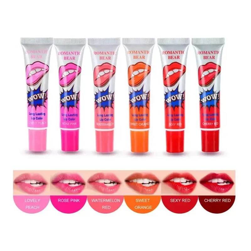 Geweldig Afpellen Vloeibare Lippenstift Waterdichte Langdurige Traan Lipgloss Liptint 6 Kleuren Trekken Lippen Maskeren Cosmetische Make-Up