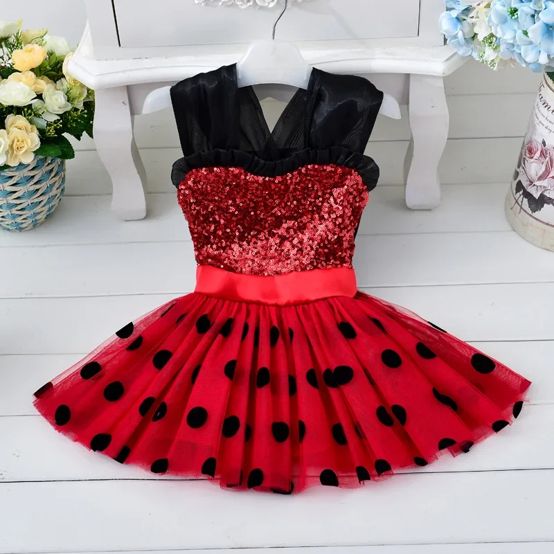 Redbug Earrings Marinetteing Girls Birthday Party Tutu Dress Kids Halloween red Reddy cosplay Bug Costume Ladybird Fancy Dress