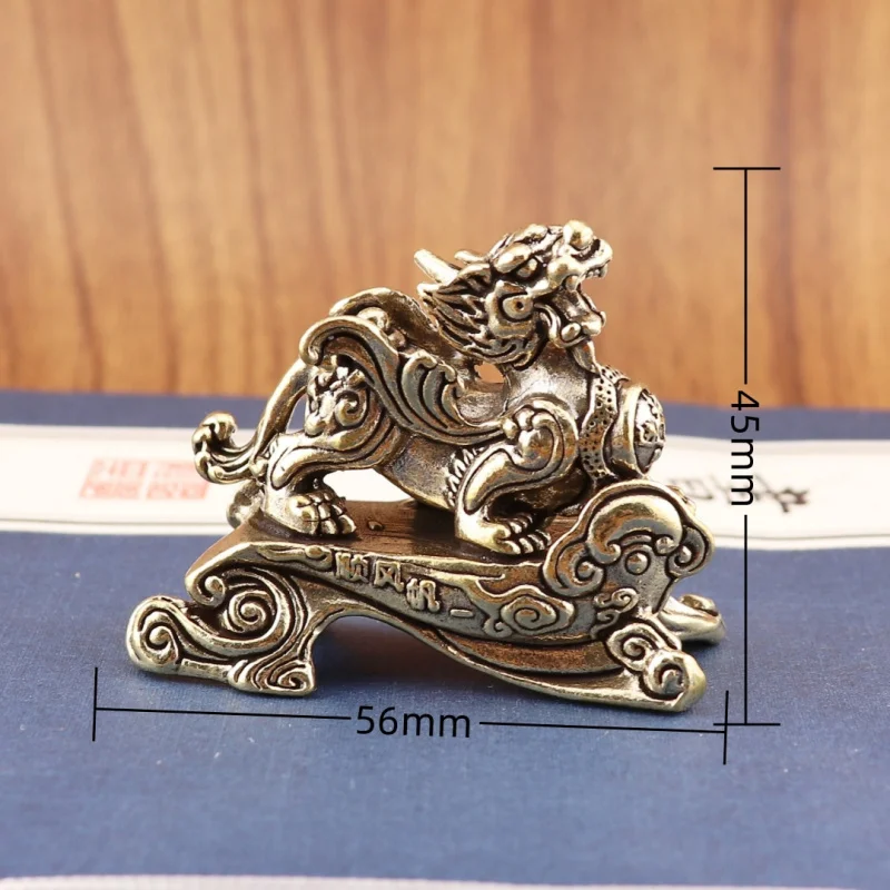 Brass Vintage Pair (One Pair) Seated Kirin Home Pure Copper Kirin Office Living Room Coffee Table Creative Ornament
