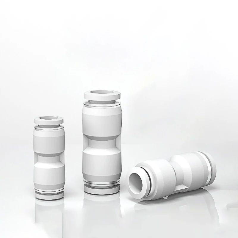 Pneumatic Fitting High Strength Plastics Pipe Connectors White Fittings BSP Thread Tube Connector PU PE PV PM 6mm 8mm Adapter