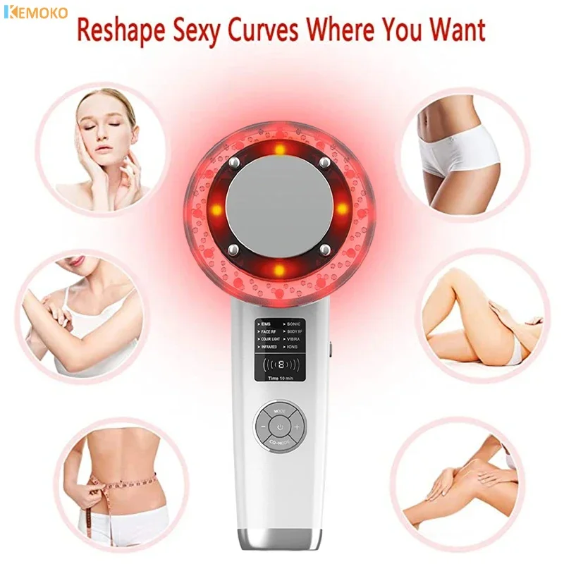 

8 IN 1 Ultrasound Cavitation Machine Body Slimming Vibrating Massager Anti-Cellulite EMS LED Fat Burner Facial RF Infrared Light