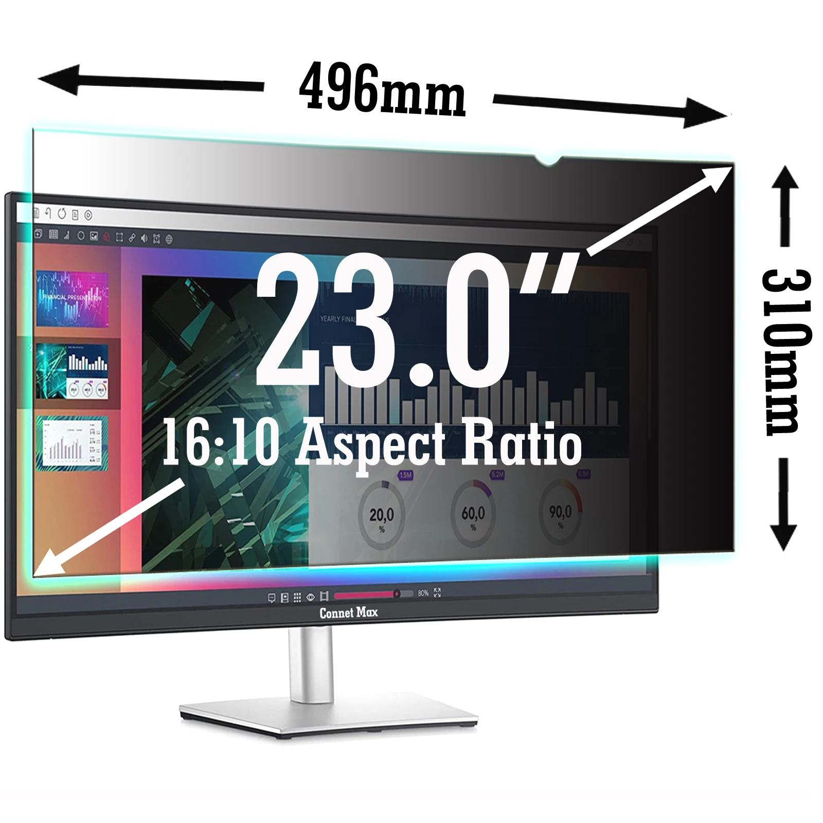 23inch 496mm*310mm Privacy Filter Screen Protector Protective Film for 23inch 16:10 Aspect Ratio