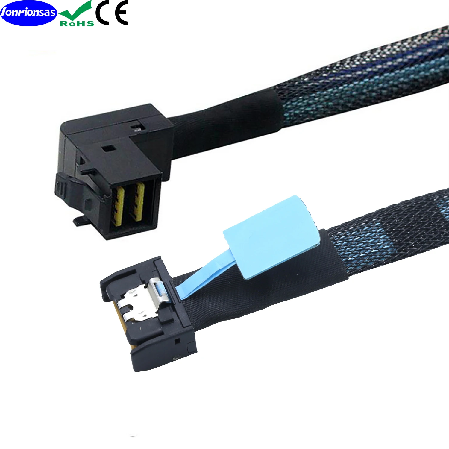 

LONRIONSAS#PCIE Slimline SFF-8654 MCIO 4I 4X 38-Pin to SAS HD SFF-8643 90 degree Support PCIe Gen5 server adapter Cable