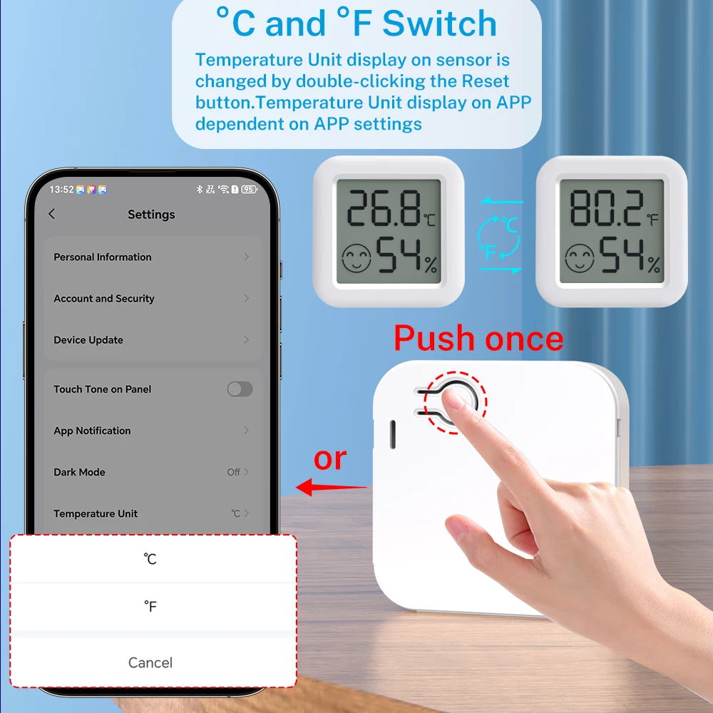 Tuya Smart Zigbee Temperature Humidity Sensor LCD External Probe for Refrigerator Fish Tank Smart Life Google Home Yandex image 5