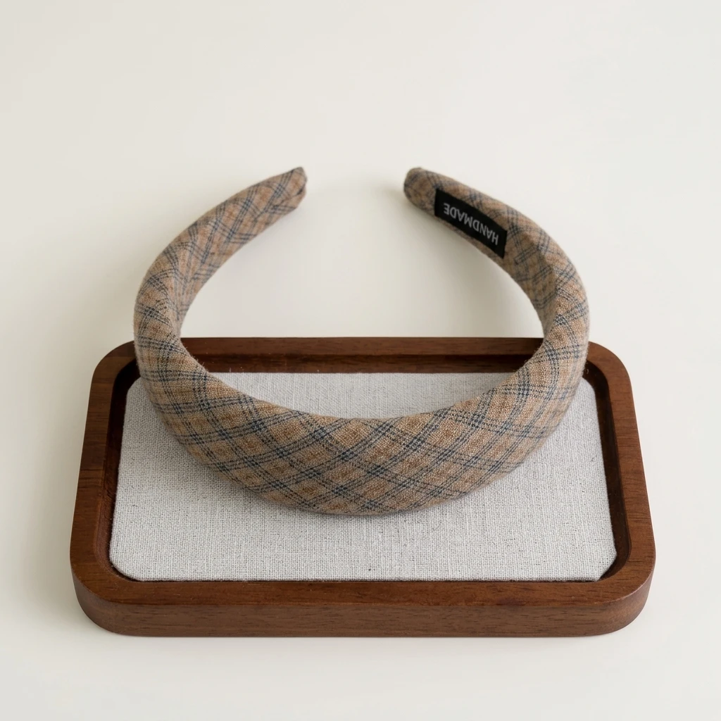 Women's Headband Makeup Facial Cleansing Hairband Thickened Plaid Striped Elastic Band for Skincare Daily Wear Soft Comfy