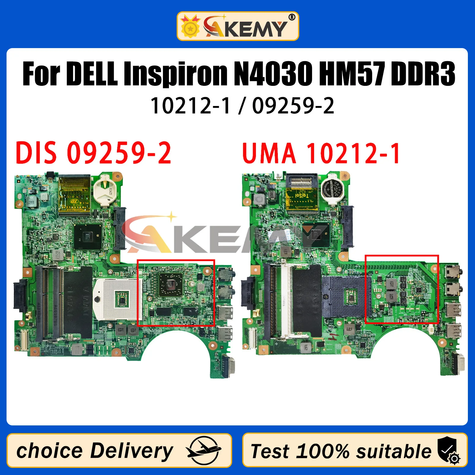 

AKEMY For DELL Inspiron N4030 Laptop Motherboard 05259-2 10212-1 48.4EK19.011 Mainboard HM57 DDR3 CN-0R2XK8 0H38XD Fully Tested