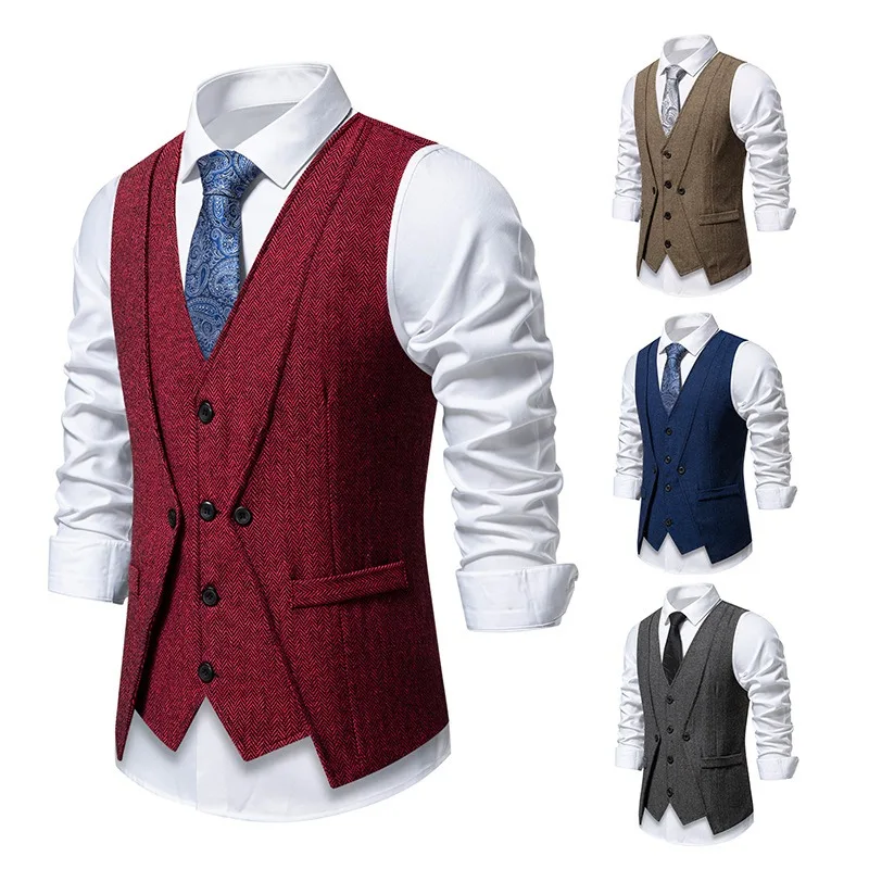 

Mens Elegant Vintage Vest Blazer Fake Two Piece Host Outfit Wedding Party Formal Dress
