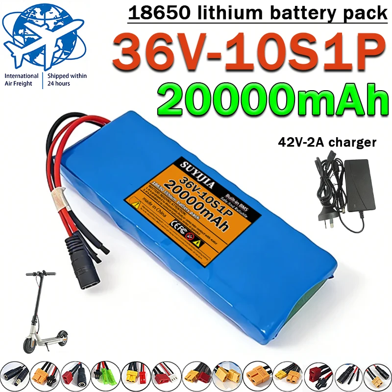 36V 10S1P 18650 rechargeable lithium battery pack 20000mAh, built-in smart BMS, suitable for vehicle DIY equipment