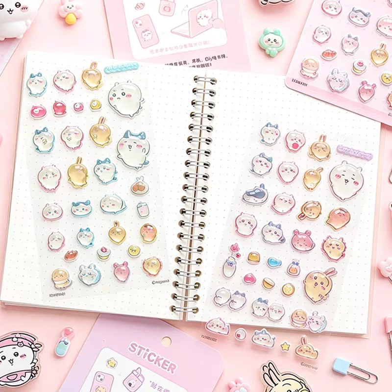 Ii Gen 3D Embossed Stickers Chiikawa Cute Cartoon Diy Scrapbook Journal Craft Decoration Waterproof Vinyl Decals For Planner