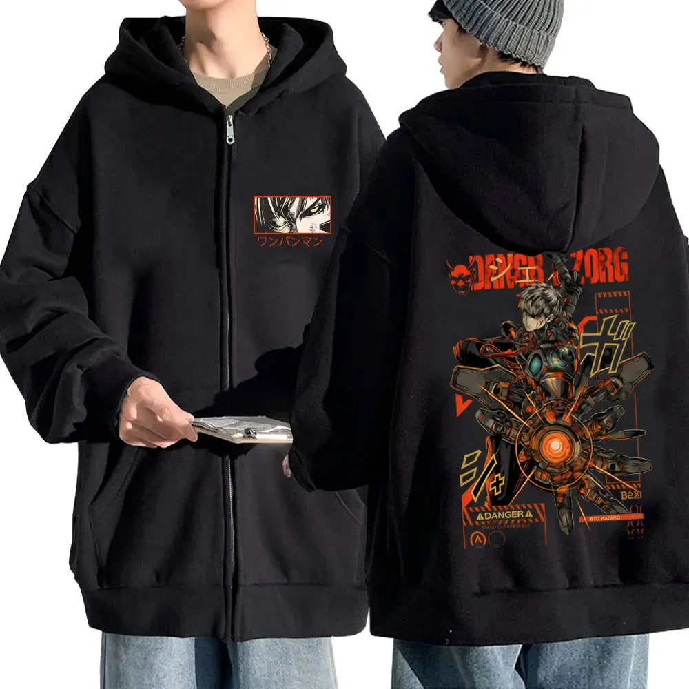 

Japanese Anime One Punch Man Genos Zipper Hoodie Men Women Fashion Casual Oversized Zip Up Jacket Male Vintage Fleece Hoodies