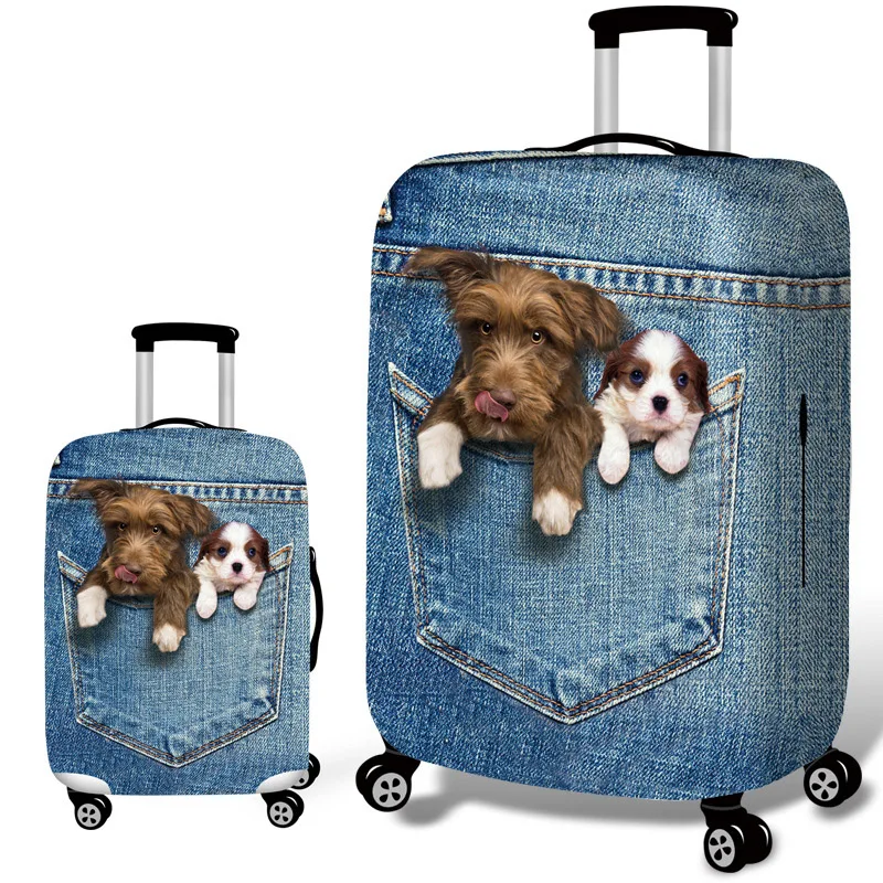 Juste de Protection artificiel astique pour Valise Cowboy, 3D, Chat, Chien, Bagage, 18-32 Pouces, Trolley Bagages, Juste Anti-Poussière, Accessoires