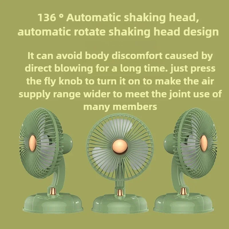 Superior Summer Countertop Electric Fan Desktop Shaking Table Fan Usb Rechargeable Silent Air Circulation Fan 136 ° Shaking Head