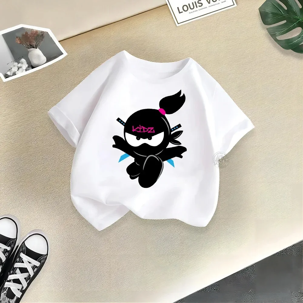 2024 Children's Fashion Casual Summer Phantom Ninja Boys and Girls Cotton T-shirt Baby Casual Round Neck Cotton T-shirt Top