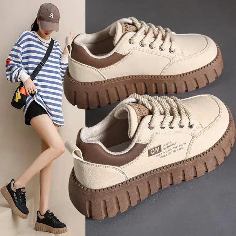 Little White Shoes 2024 Spring/Summer New Women's Casual Versatile Thick Sole Elevated Woman Shoes Student Shoes