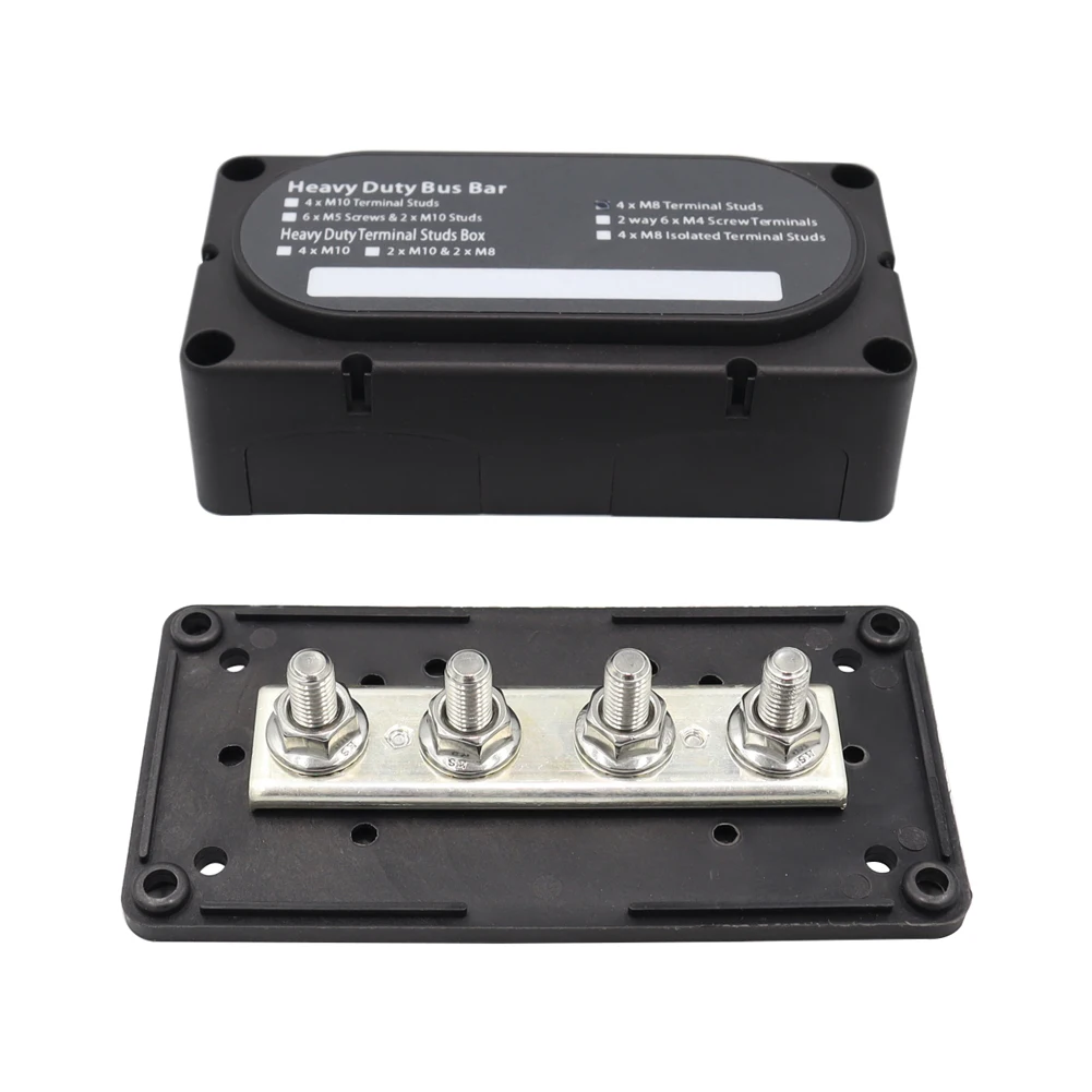 Bus Bar Box Board 300A 4 Terminal Ways High Current Busbar Cable Organizer Box Auto Max Connection Amplifier Power Case Parts