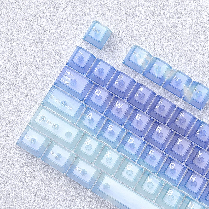 Iridescent Mist Ocean KeycapsPCTransparent115Original factory-made key setDIYMechanical Keyboard