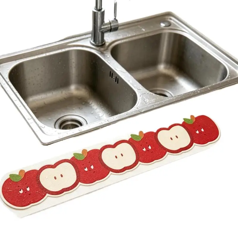 1Pcs Durable 10x60cm Faucet Drain Mat Cartoon Non-Slip Sink Absorbent Mat Washable Desk Mat Kitchen Bathroom