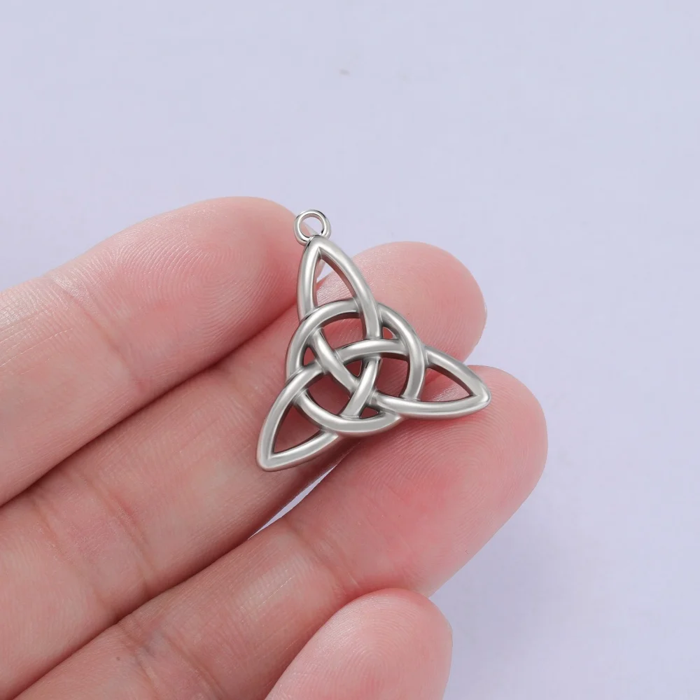 3 Stück/Set, irische Knoten-Charms für Halsketten, Ohrringe, Schmuckherstellung, DIY, Edelstahl-Amulett, Triquetra-Anhänger, Großhandel. – Detail 7