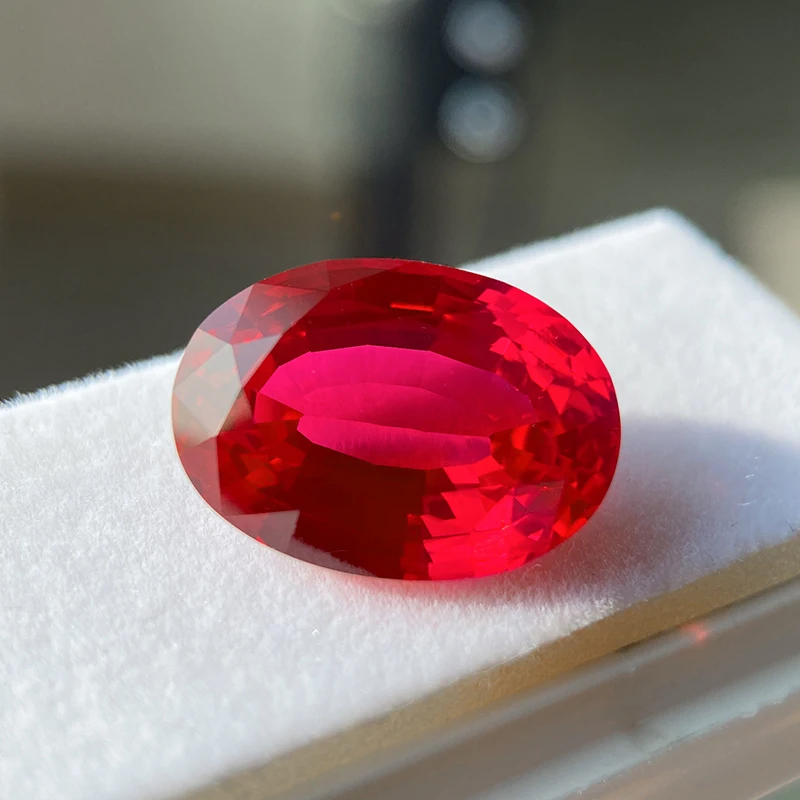 

Lab Grown Ruby Pigeon Blood Red Gemstones Oval Shape Hand-cut Charm Beads For DIY Jewelry Materials Selectable AGL Certificate