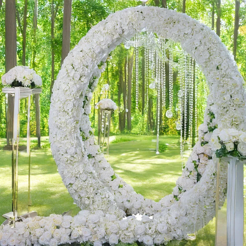 

2M Curved Hanging Basket Finished Artificial Flowers Create Unique Chandelier Floral Art Decorations for The Wedding Background