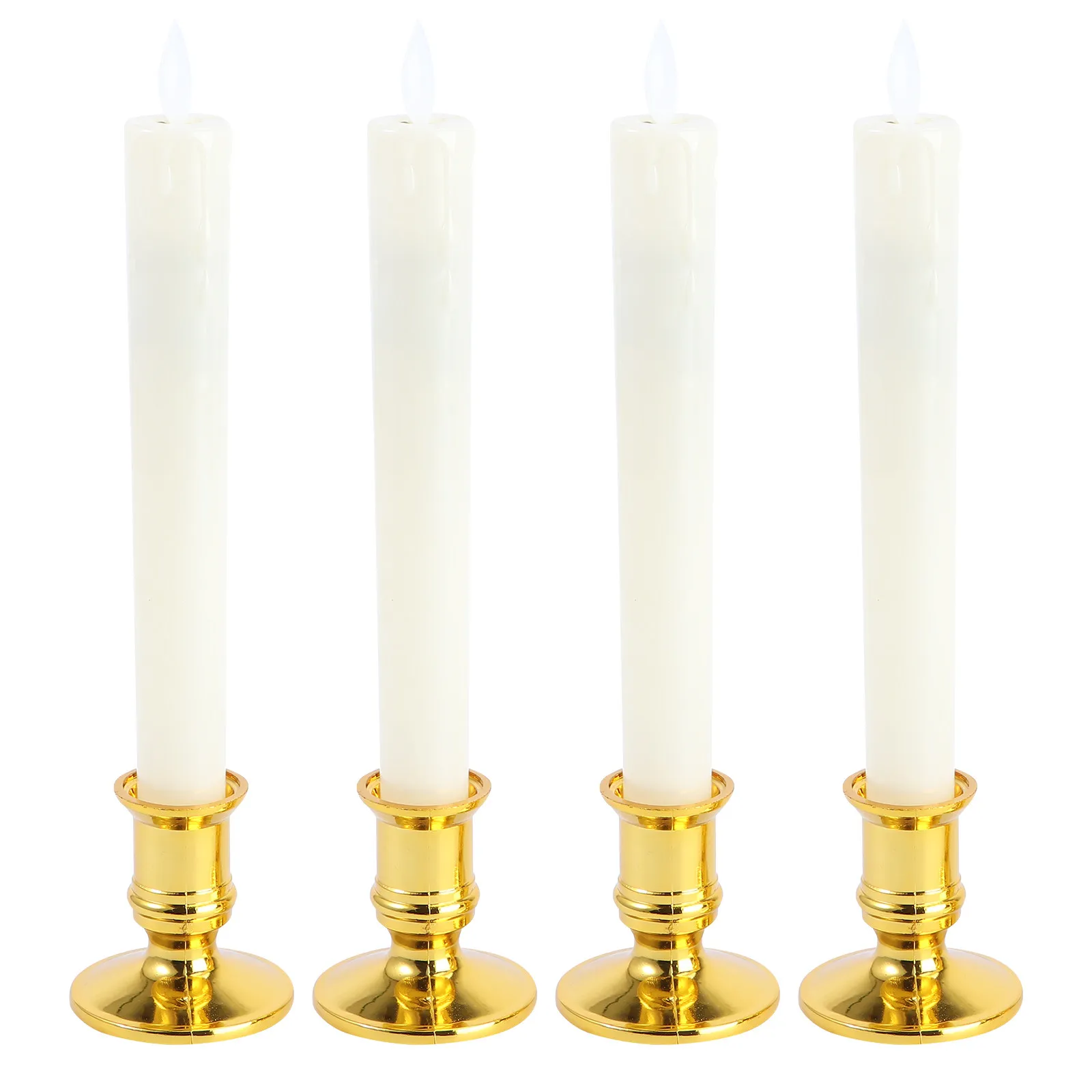 

4 пары имитационных светодиодных электронных свечей с пластиковыми основаниями премиум-класса: без нагрева, без огня, низкое энергопотребление, высокая яркость, длительный срок службы