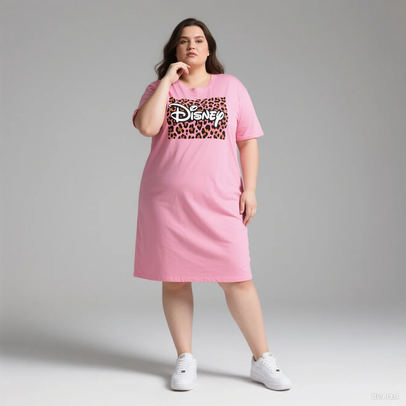 

Женское платье с короткими рукавами больших размеров 24–5, лицензированное Диснеем, модное, повседневное, с принтом с узором Микки и Минни