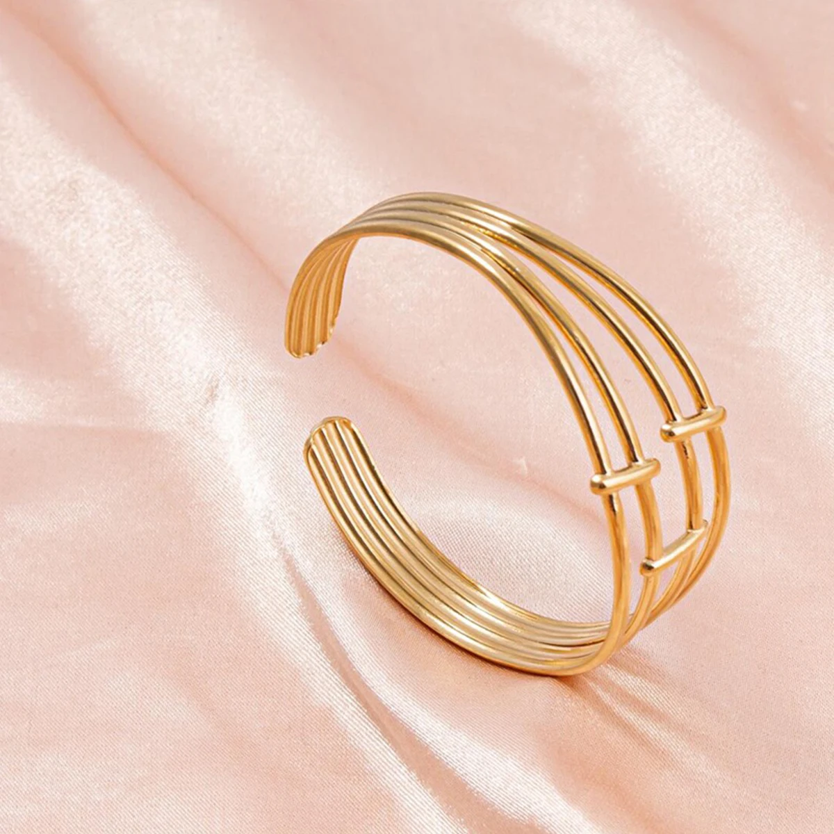 Stainless Steel  Bracelets For Women Luxury Irregular Wide Textured Open Bracelet New Trendy Aesthetic Jewelry Gift