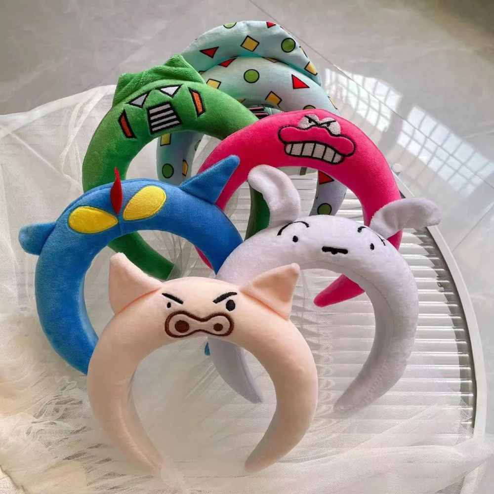 Anime Crayon Shin-chan Fascia per capelli per donna Lavare il viso Peluche Fascia per capelli Simpatico cartone animato Trucco femminile Cura della pelle Copricapo Regali per ragazze