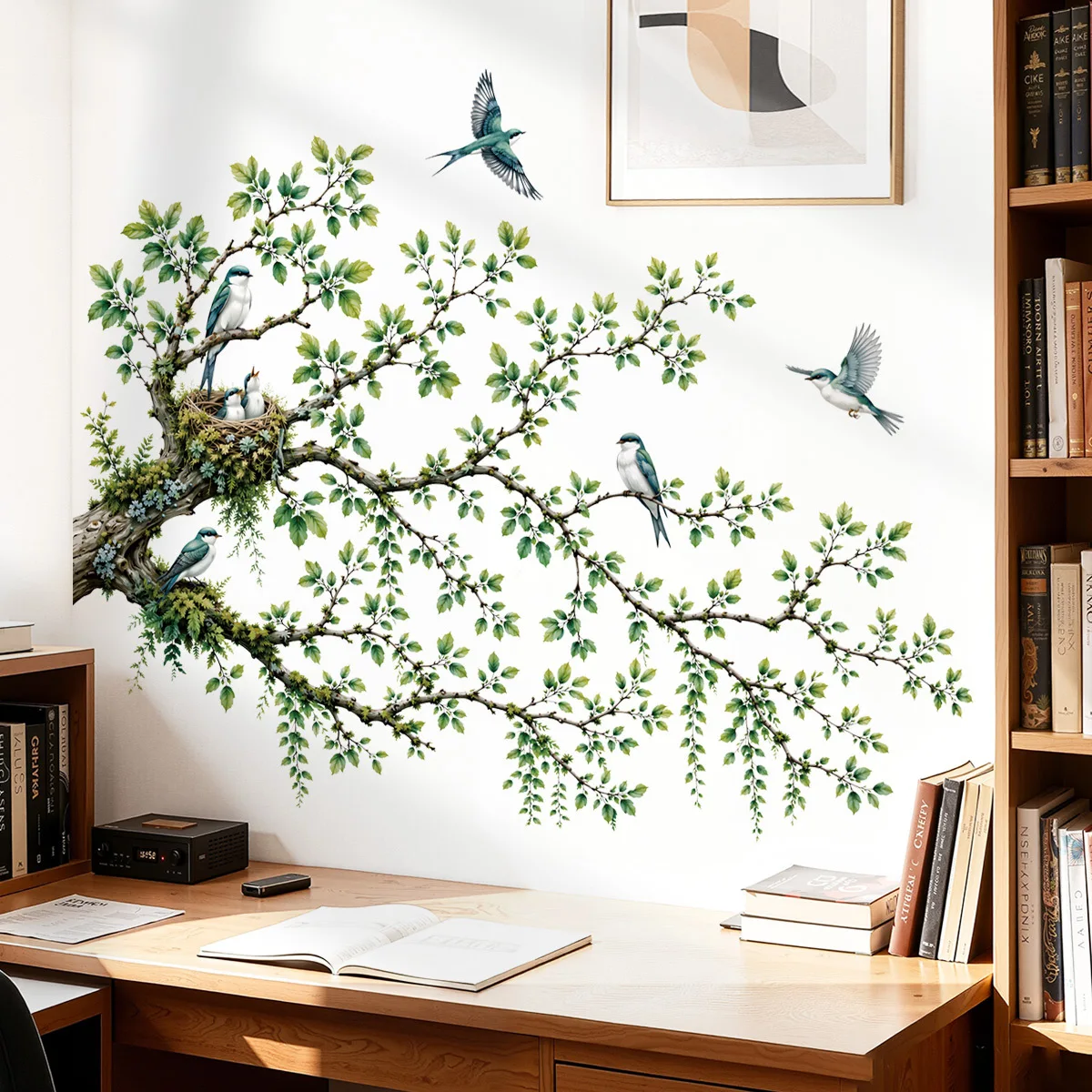 Large Green Big Tree Removable Wall Mural Sticker, Nature Plant Wall Decal for Living Room Sofa Background Home Decor