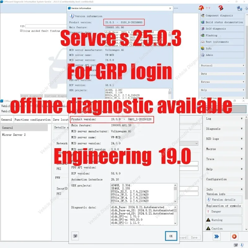 2026 latest version Odis Service 25.2.1 or S 7.2.1 Odis Engineering 19.0.0 or 12.2.0 database of 5054/6154A for au/di v/w se/at