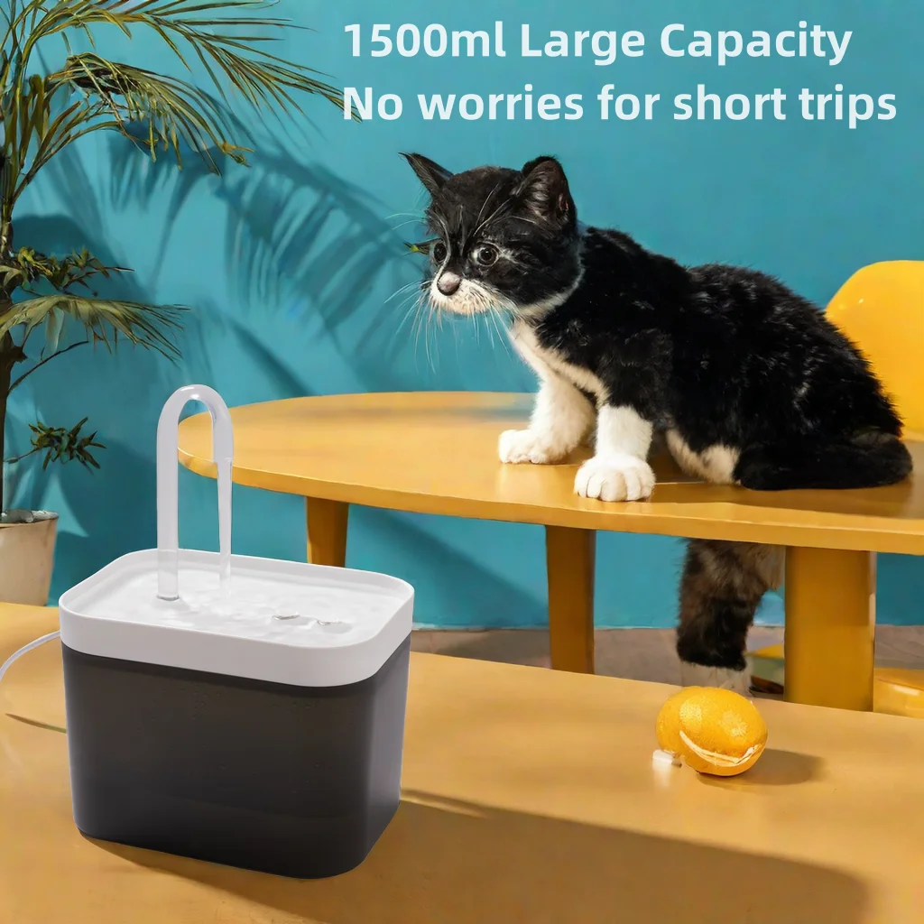 Ultra-Quiet Pet Water Fountain Auto Filter USB Electric Cat Dog Water Dispenser 1.5L Recirculate Filtration