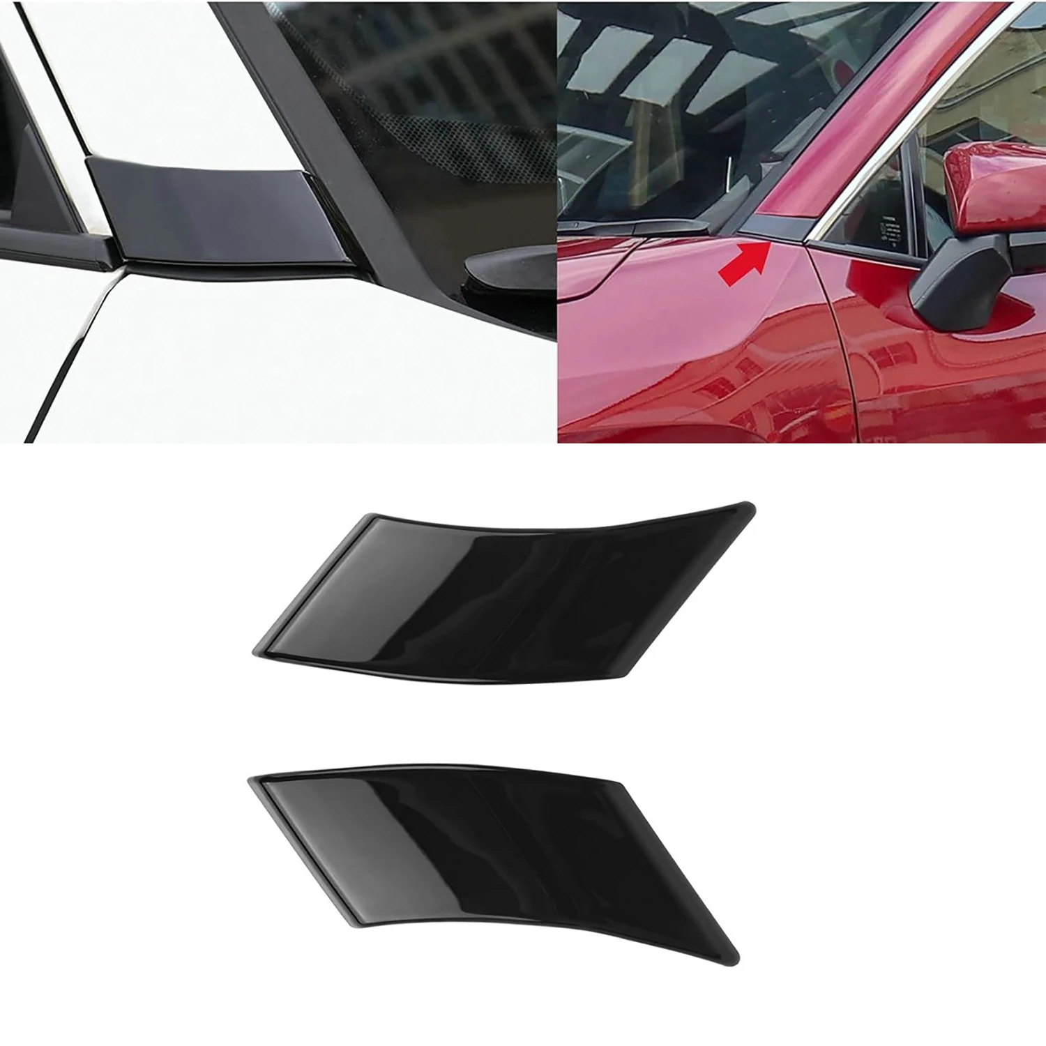 

2Pcs A-Pillar Front Triangle Molding Trim Cover For Toyota RAV4 2019-22 Glossy Black Automotive Exterior Accessories