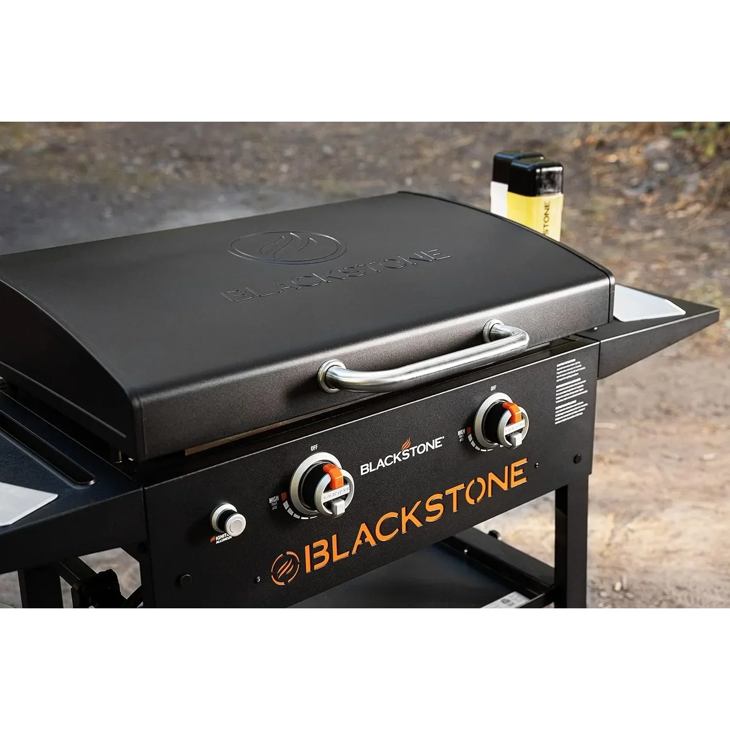 NEW 1883 Gas Hood & Side Shelves Heavy Duty Flat Top Griddle Grill Station, Countertop 28 in BBQ Grills Black