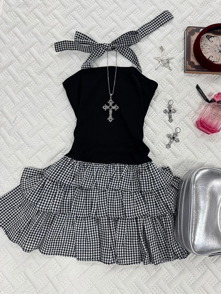 Floral End Original Retro Spicy Girl Bla Plaid Women's Dr Design Sensation Small ence Super Beautiful ter Dr