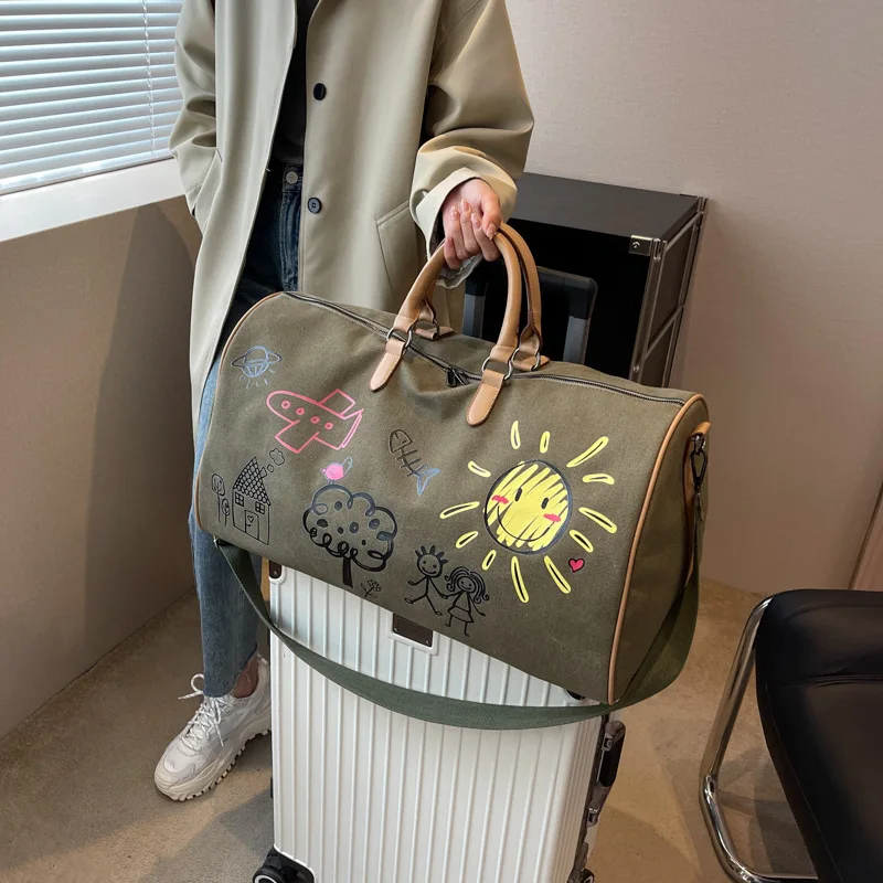 Borsa da viaggio personalizzata Graffiti per donna borse da viaggio Weekender di grande capacità borse sportive da palestra leggere