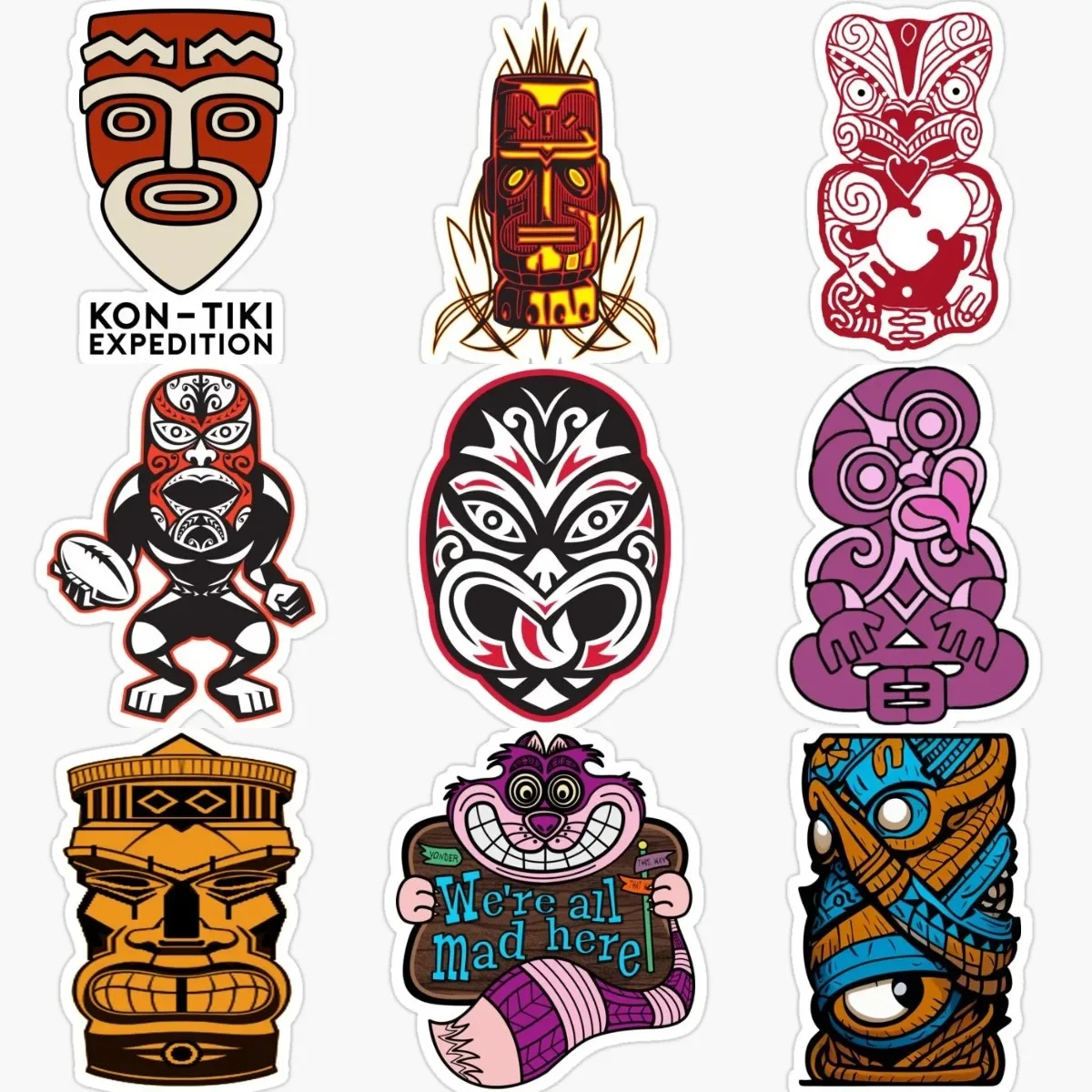 

Tiki Mask Native Hawaiian Totem Personalized PVC Waterproof Stickers Accessories for Decorate Car Van Wall Window Off-road